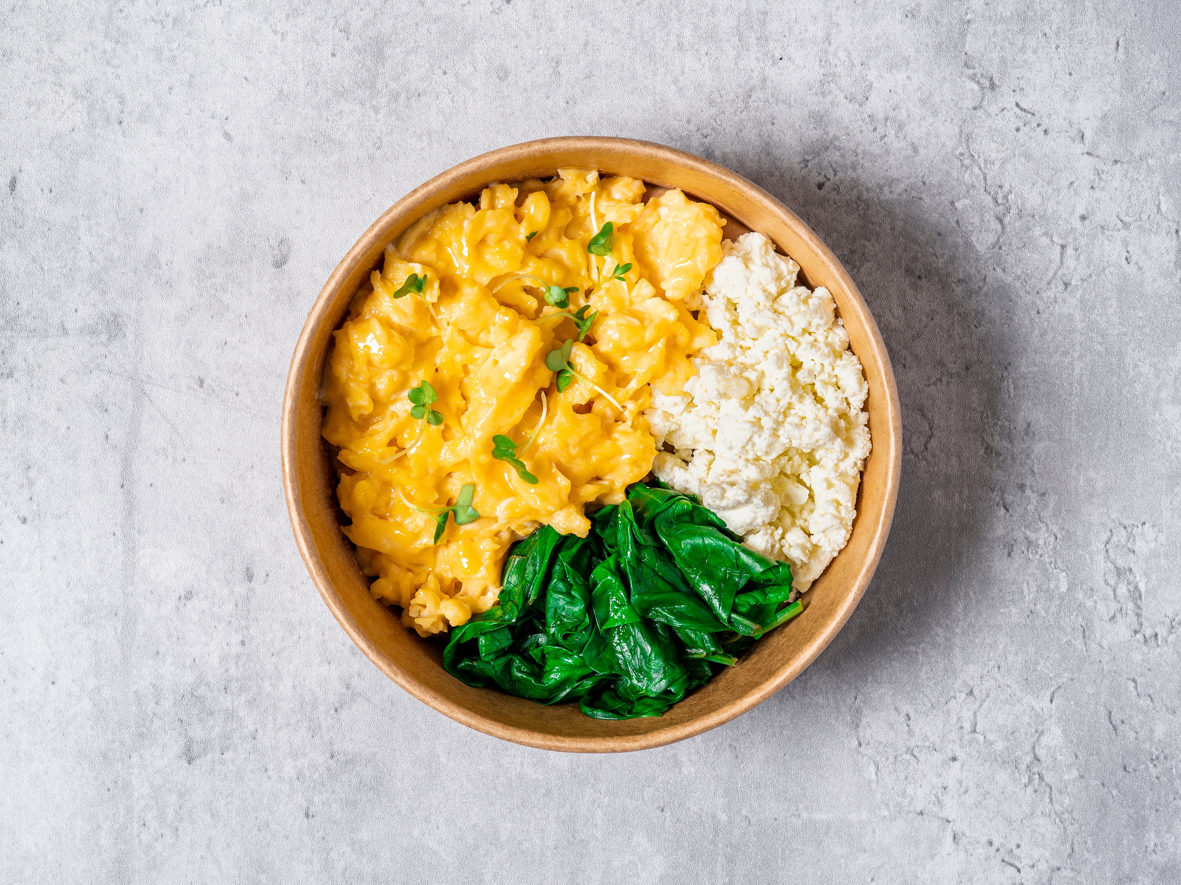 Free range Scrambled Egg Protein Pot with Greek Cheese & Spinach 🥚🧀🥬