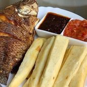 Fried Yam With Fried Fish