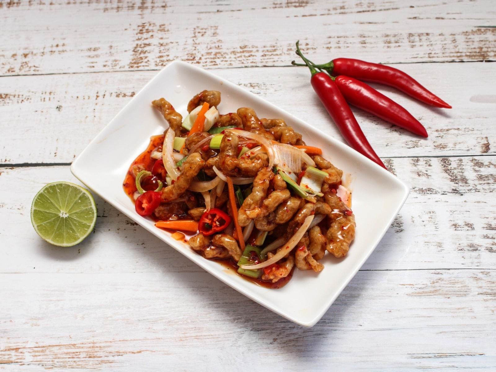 54. Shredded Chilli Crispy Beef (Large) 牛丝