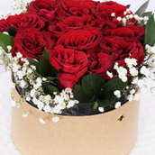Round Box Of Red Roses
