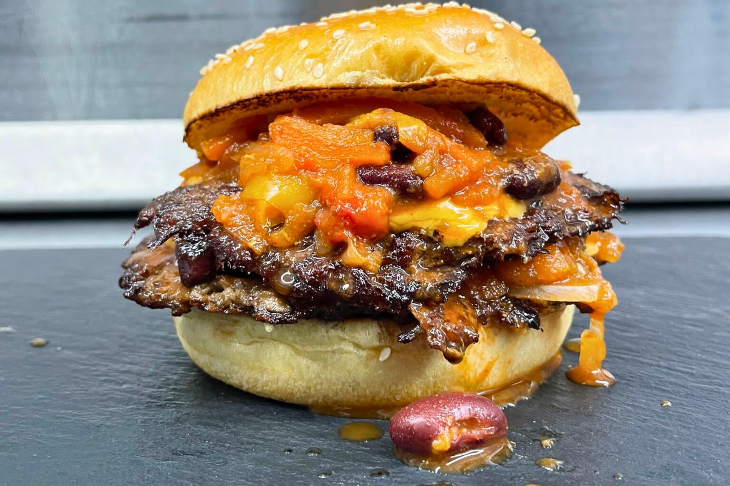 Chilli Queso Beef Burger