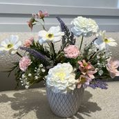 4 White And Pink Artificial Roses