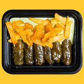 Grape Leaves with Chatney Sauce and Oman Chips