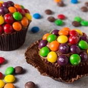 Chocolate cupcake with skittles 
