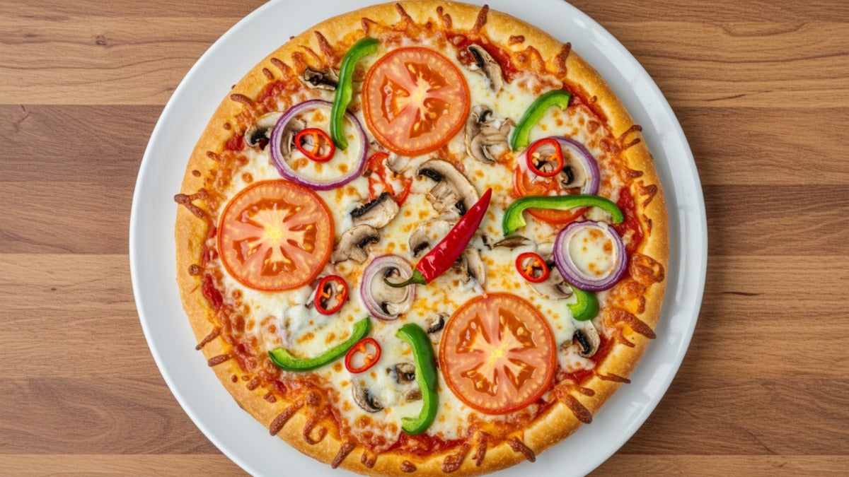 10.5" Medium Vegetarian Hot Pizza (Vegetarian) (Spicy)