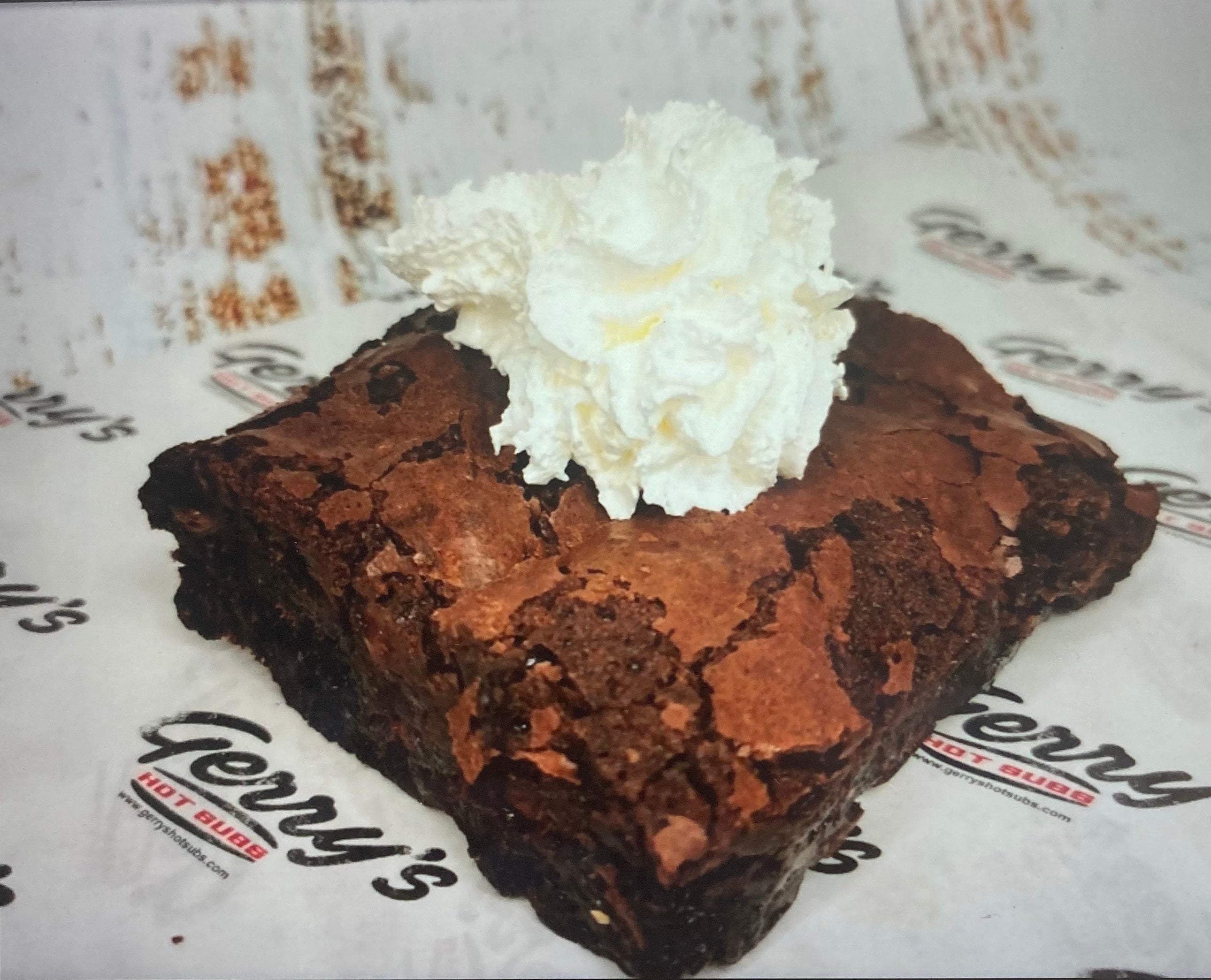 Chocolate Brownie and Whipped Cream