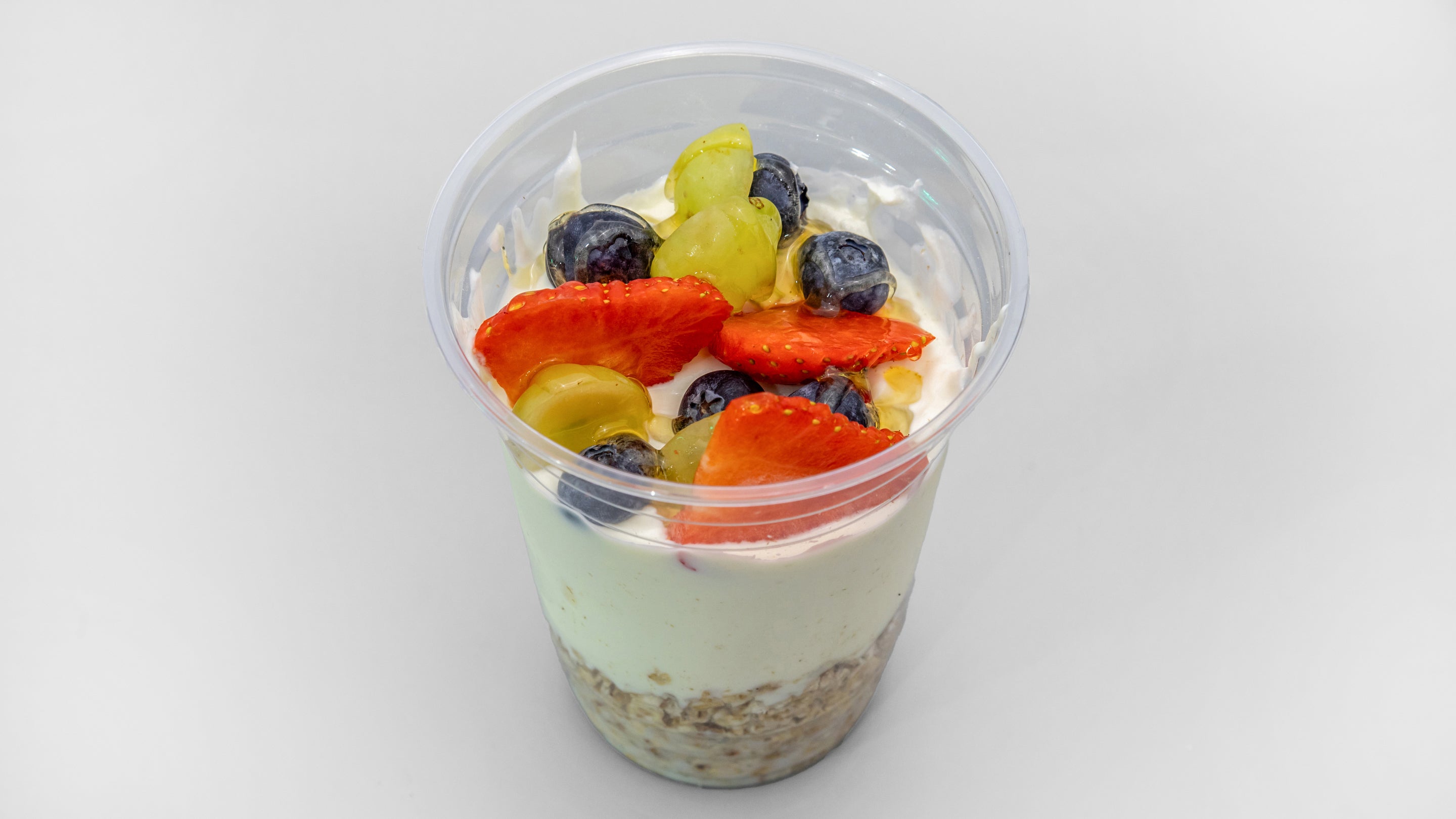 Overnight Oats and Fresh Fruit with Natural yougurt and honey