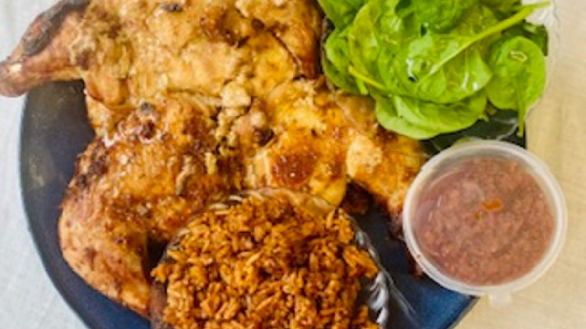 Butterfly Chicken with Jollof and Salad (Meal for 2)
