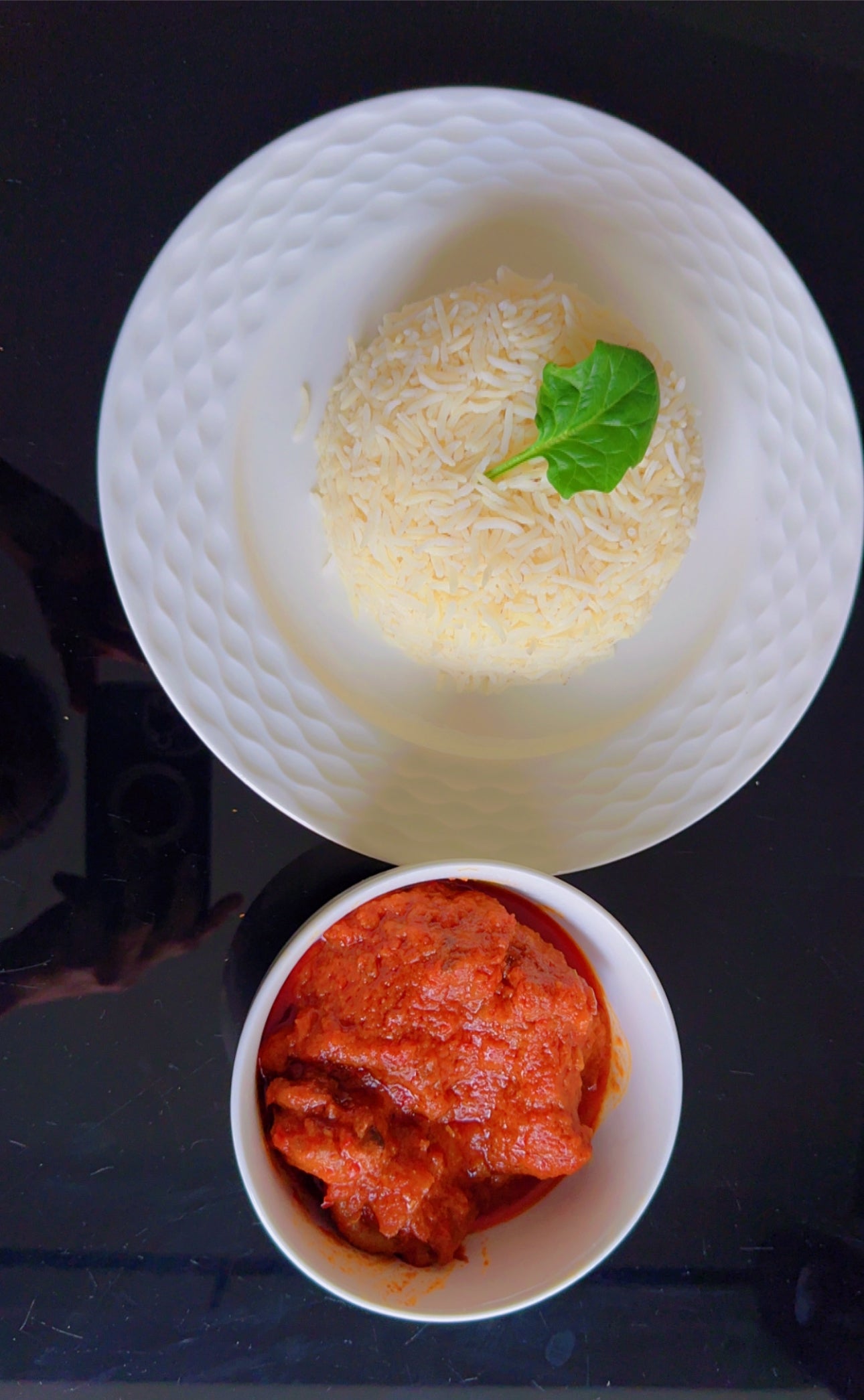 White Rice and tomato Stew with chicken
