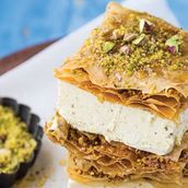 Square Baklava with Ice Cream