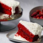 Coconut Red Velvet Cake With Strawberry Jam