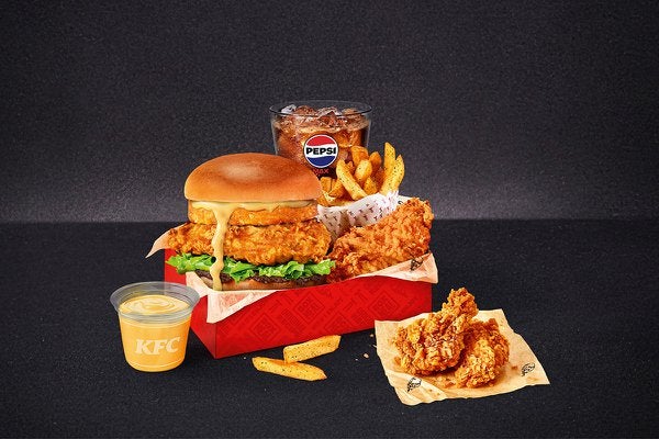 Cheesy Tower Box Meal with 2 Hot Wings