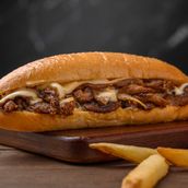 Mushroom Cheese Steak Sandwich & Fries
