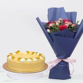Mango Cake 4 Portion, Dark Pink And Baby Rose Wrap