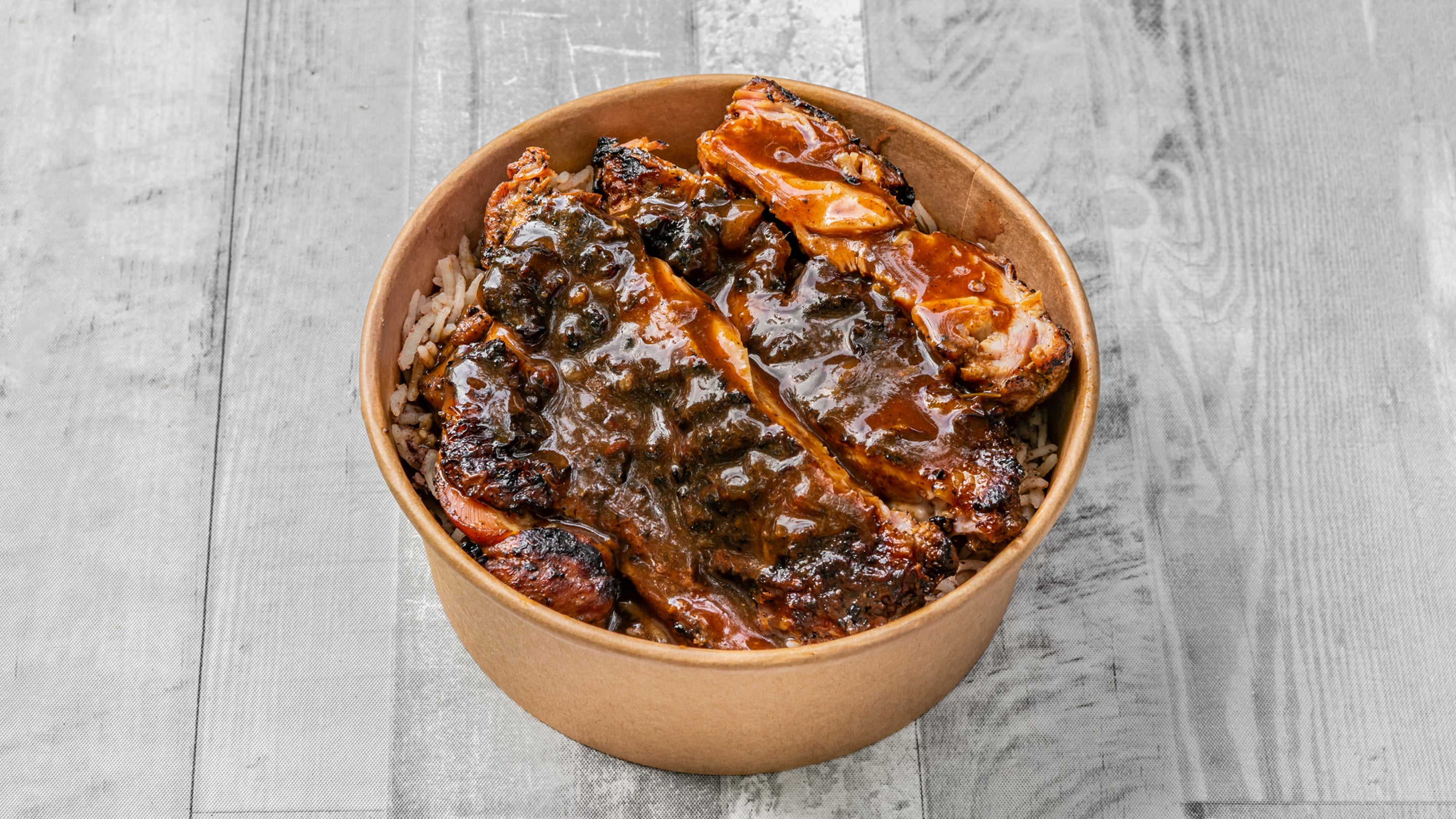 Boneless Lemon Pepper Jerk - with Either White Rice or Rice and Peas