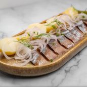 Salted Herring With Boiled Potatoes And Red Onions 