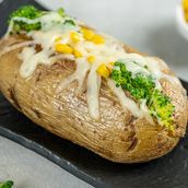 Baked Potato With Broccoli And Corn And Cheese