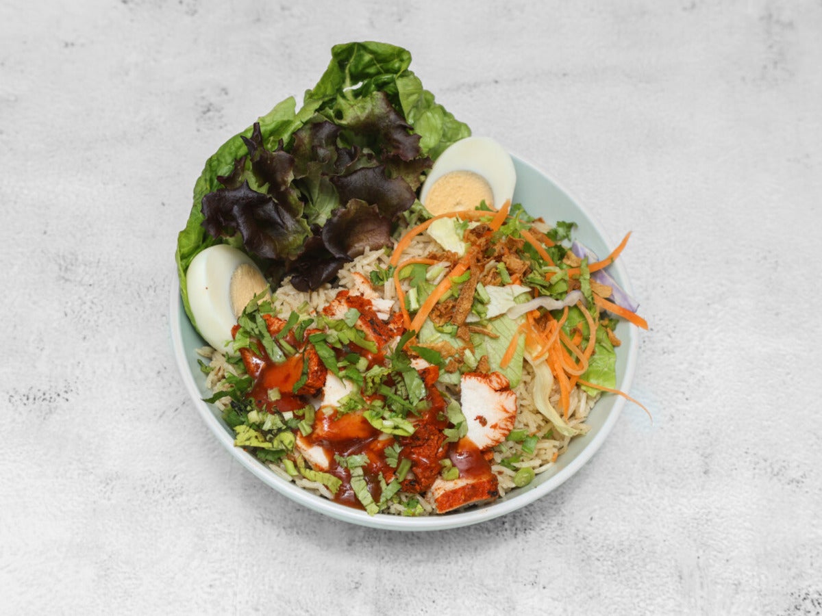 12. Chicken Tikka Chat Rice Bowl: