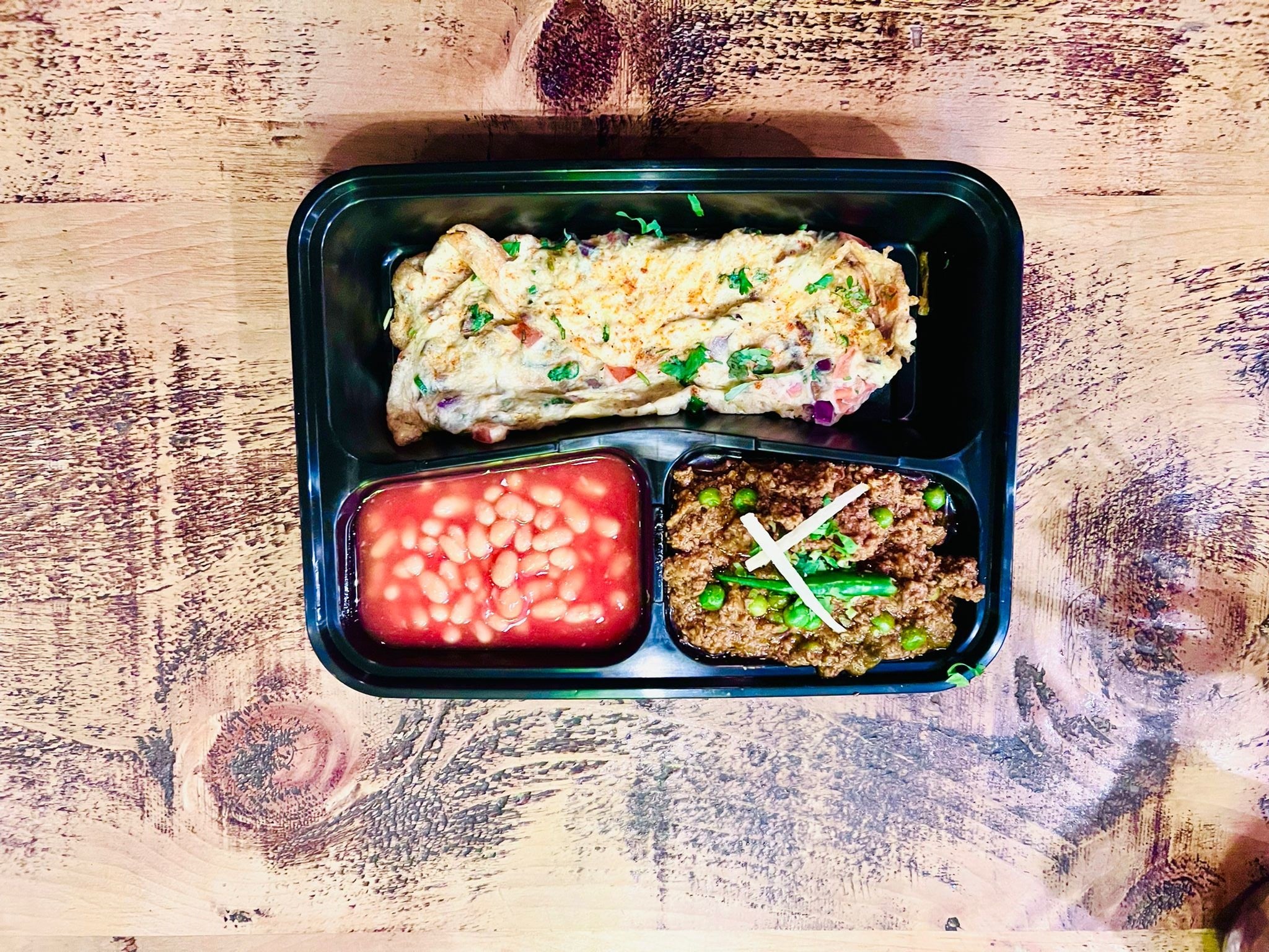 Proper Street Breakfast 3 Masala Omlette with Spicy Lamb Keema 12 OZ and Toast