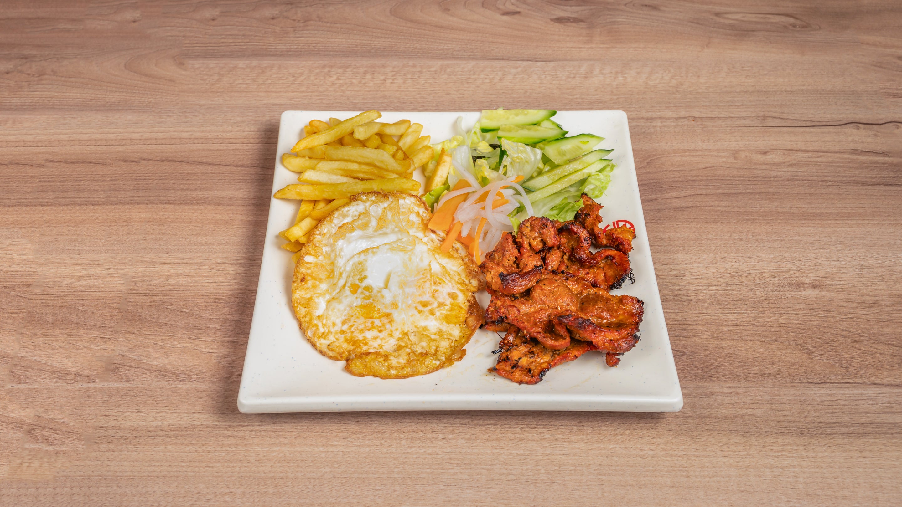 Grilled Pork Chops & Chips with Fried Egg