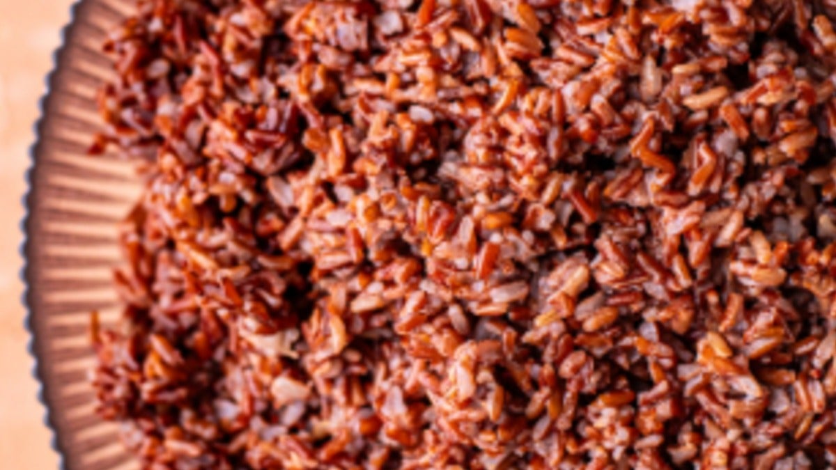 Red rice with keffir lime and galangal