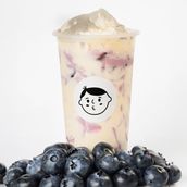 Blueberry Bubble Tea With Tapioca Layered Cream Cheese Topping