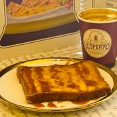 Caramel Milk Toast With Hot Baby Coffee
