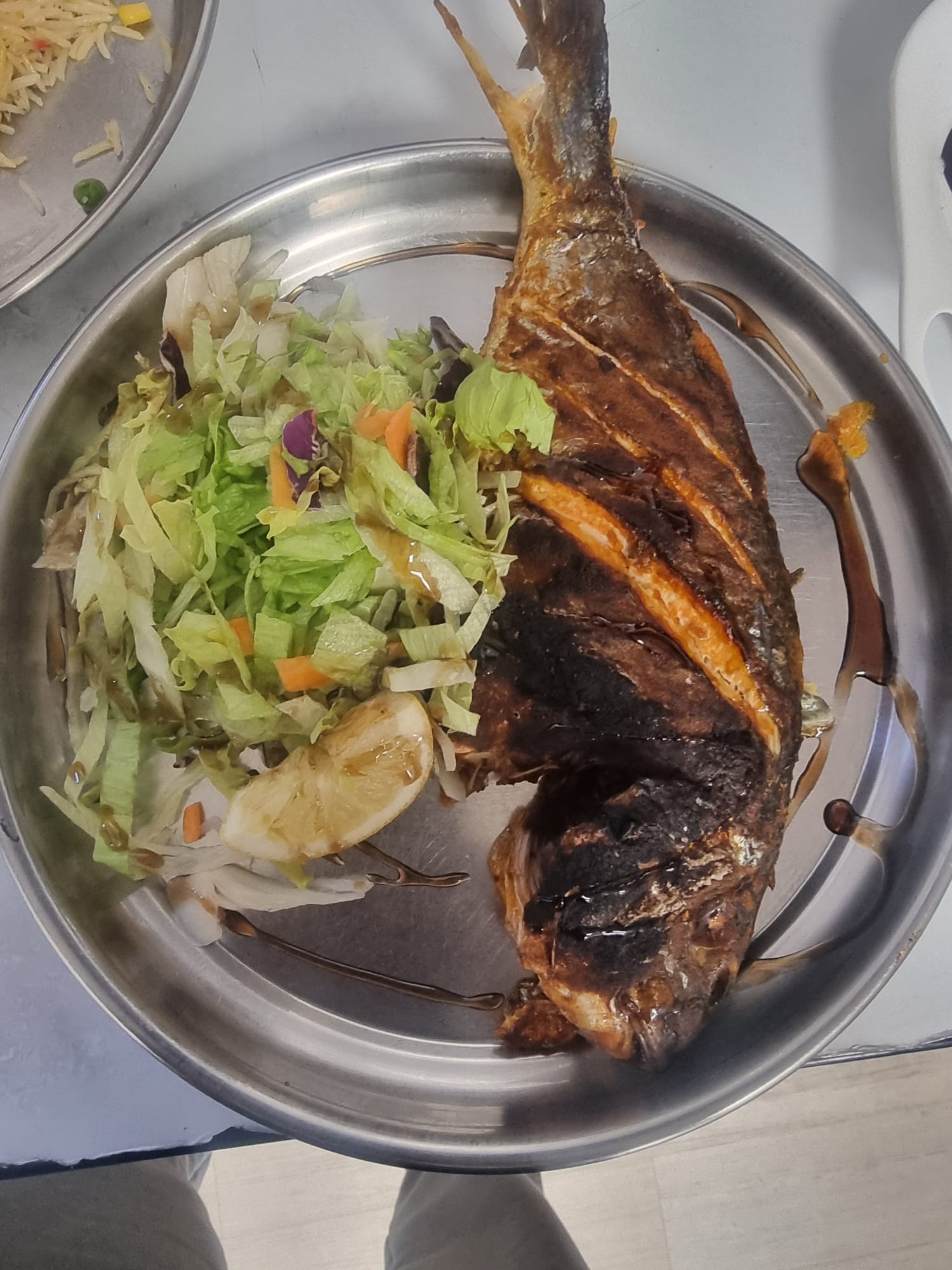 Whole Sea Bass Fish with Rice