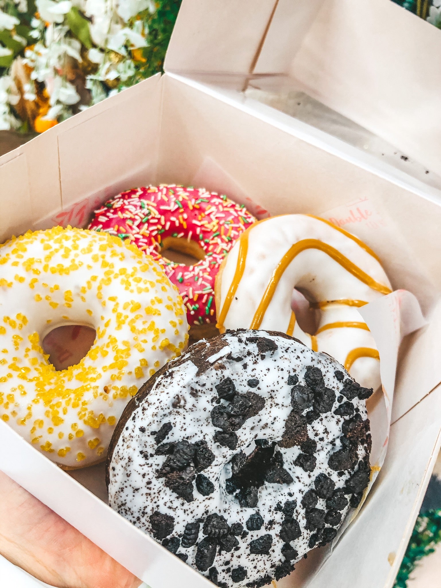 4 Glazed Doughnut with filling and top decor