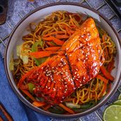 Salmon teriyaki soba