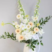 Ceramic Vase With Delphiniums