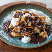 Waffle with Chocolate and Cream