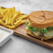 Dynamite Chicken Burger With French Fries