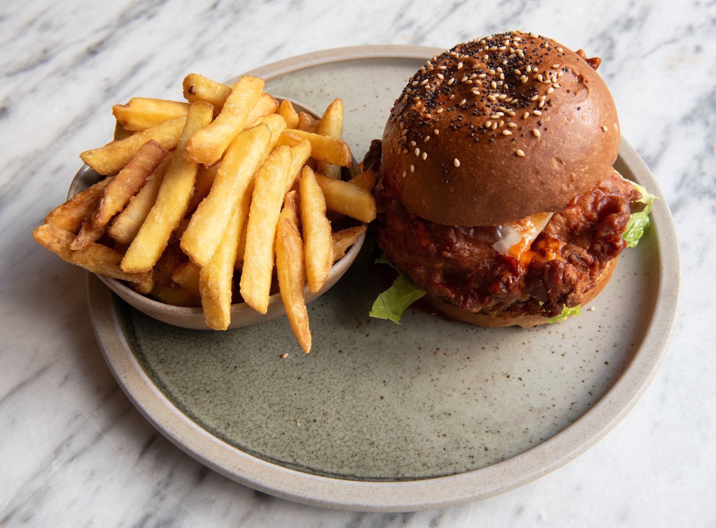 House Fried Chicken Burger & Fries