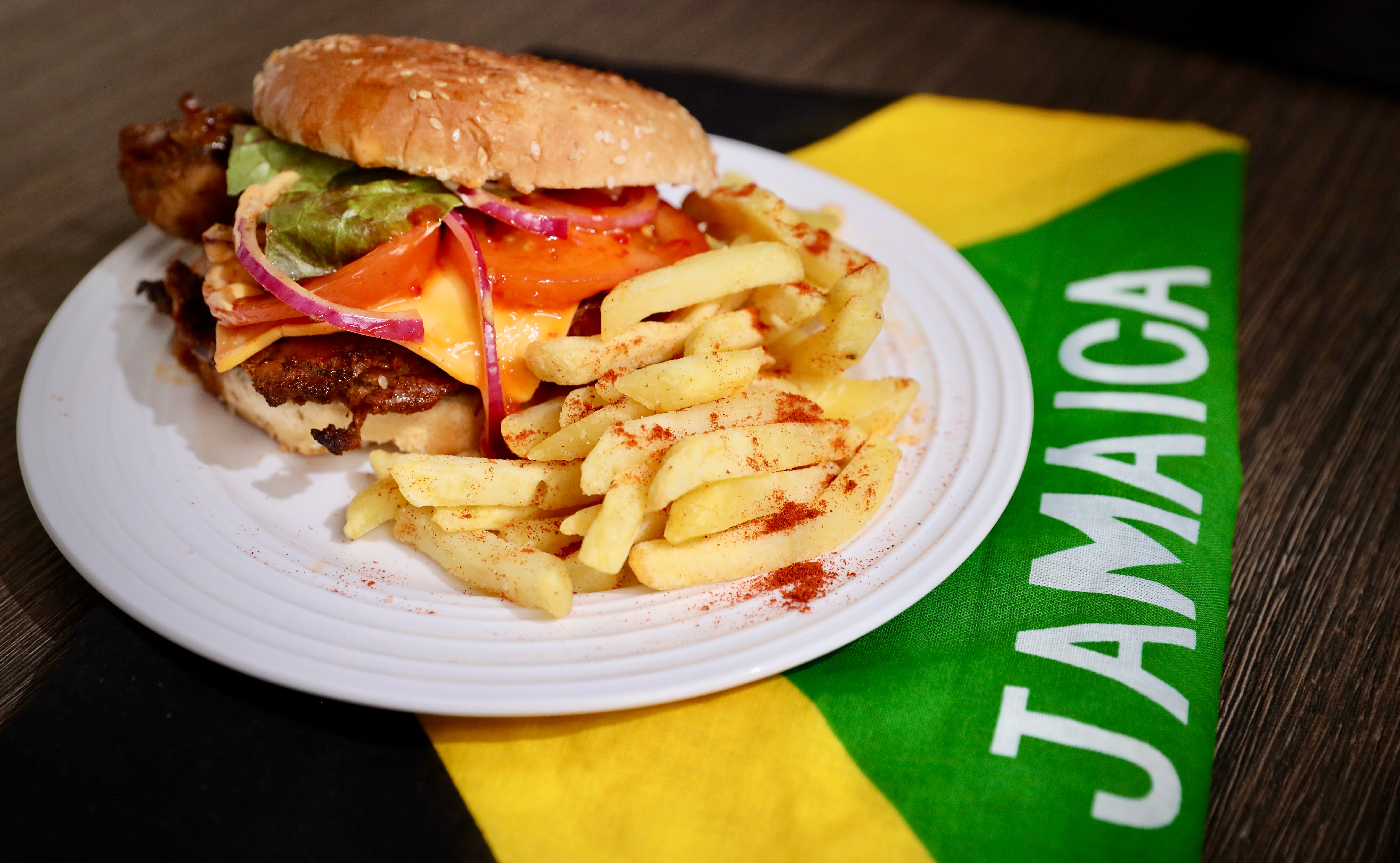 Jerk Chicken Burger & Chips