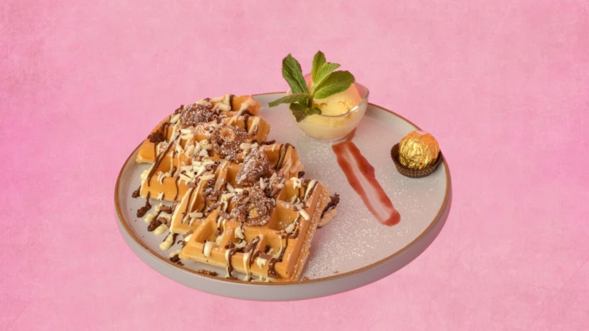 Ferrero Rocher Waffle + 1 Scoop Vanilla Gelato