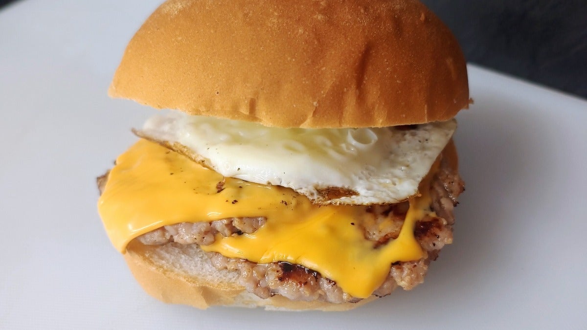 Double Smash Sausage Pattie With Cheese And Egg