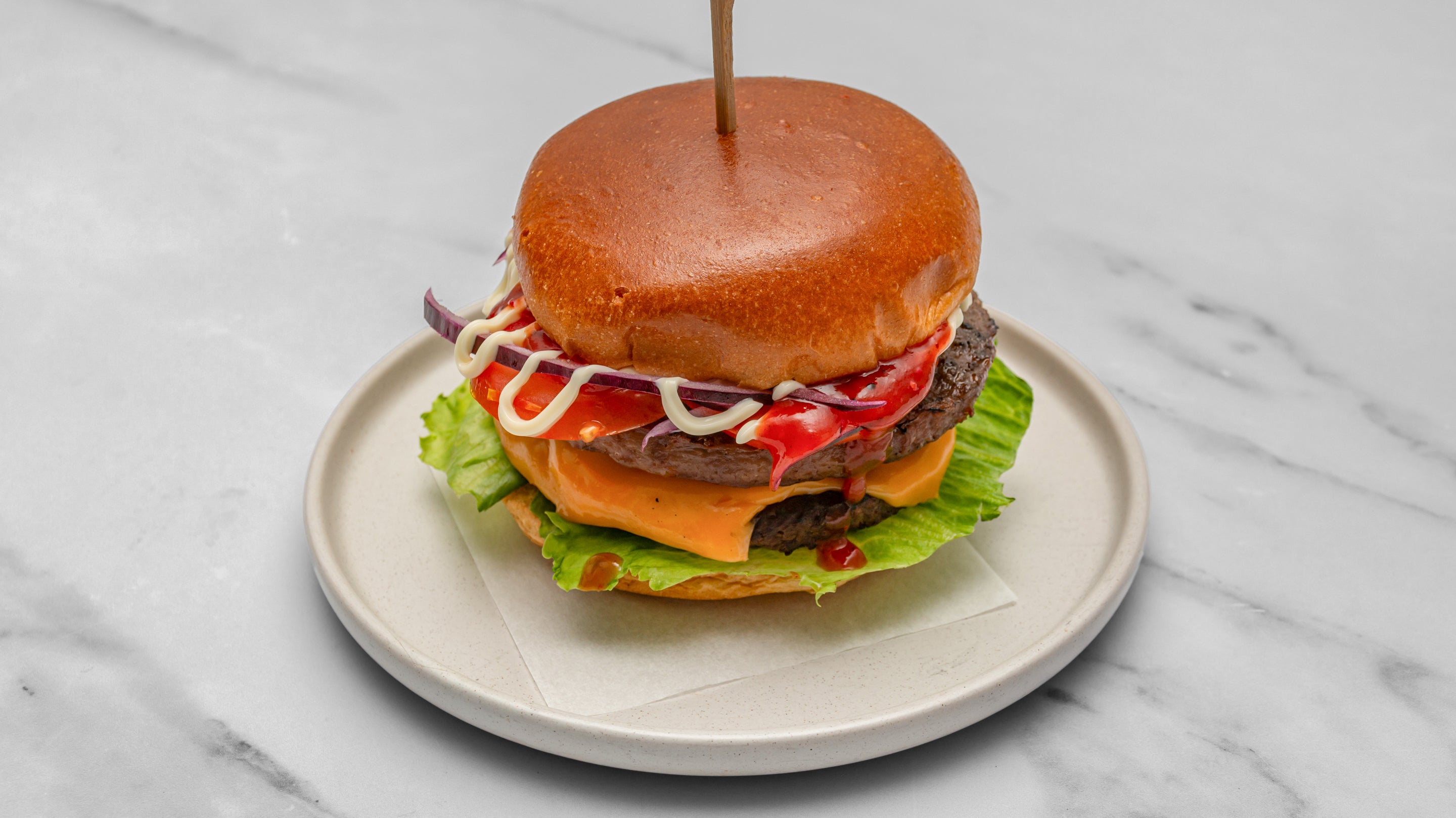 Double Cheese Jerk BBQ Burger