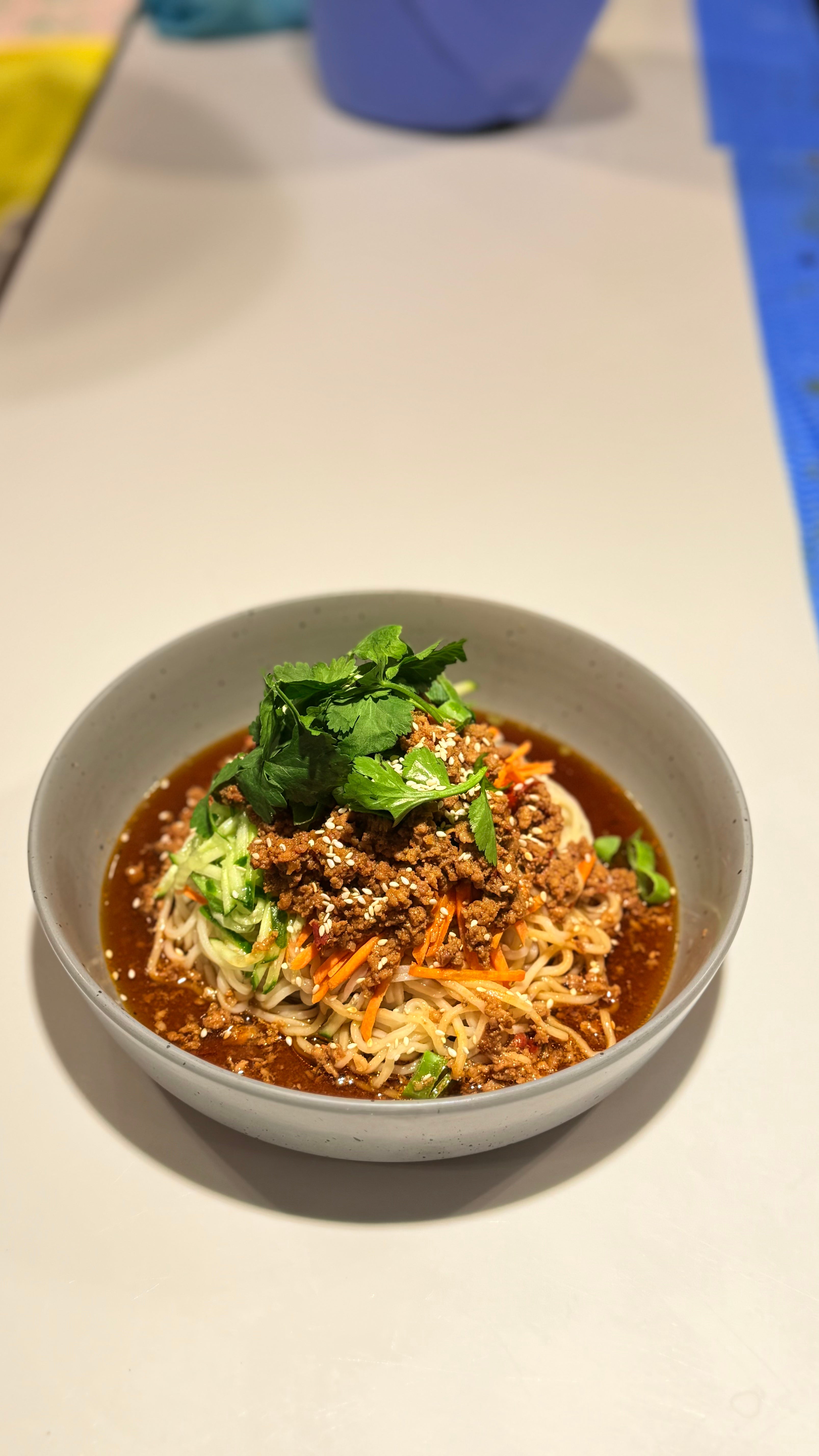 SiChuan Mala Minced Pork Sauce with Cold Noodles川味麻辣炸酱凉面