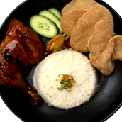 Chicken Barbeque With Rice And Soup