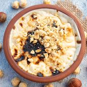 Rice Milk Pudding With Nuts And Cream