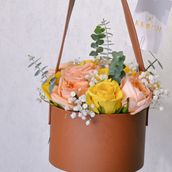 Golden Glow – Brown Leather Round Bag