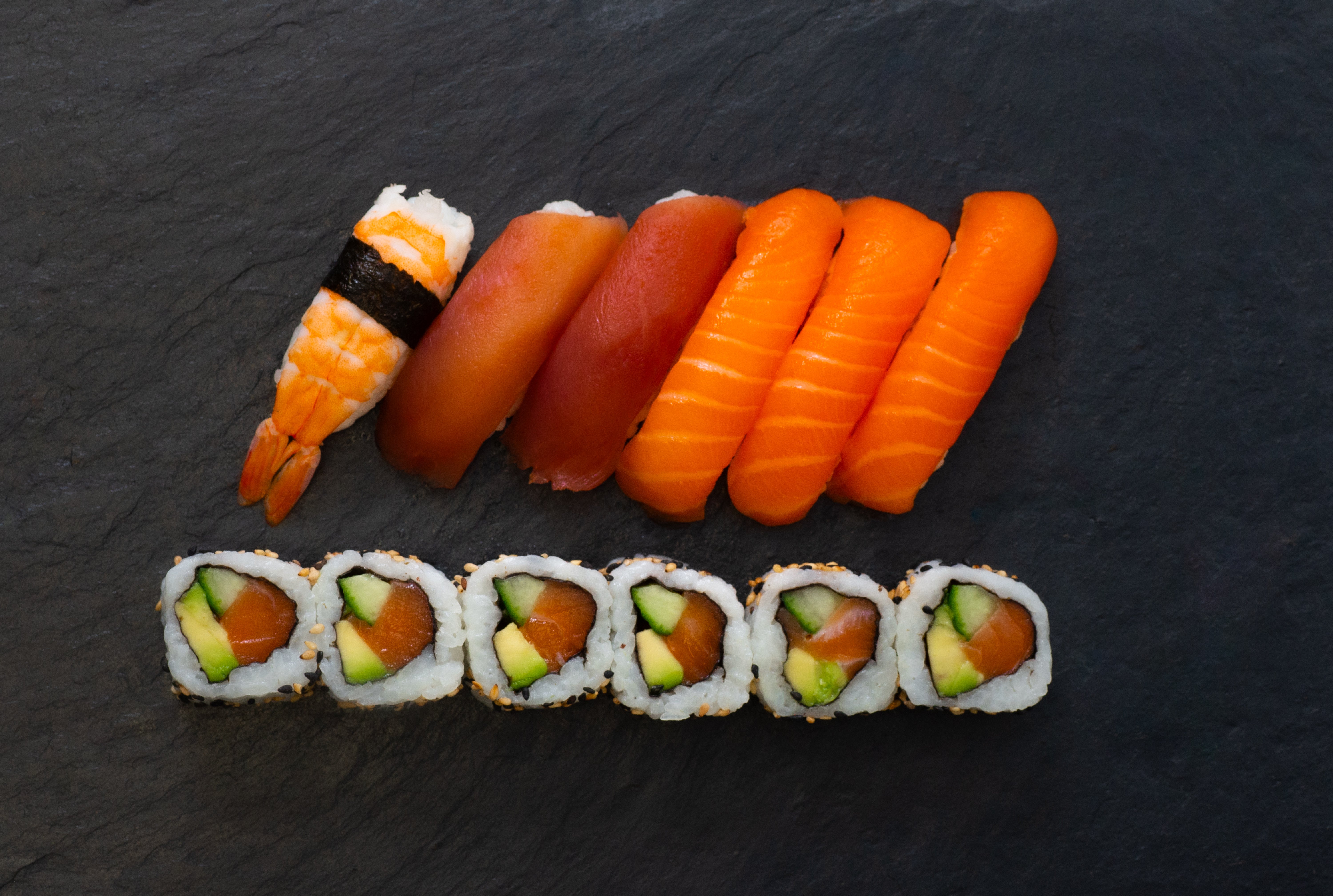 Mixed Sushi and Cali Rolls