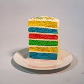 Rainbow Vanilla Cake Slice