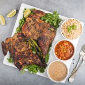 Charcoal Grilled Chicken With Rice And Vegetables With Soup