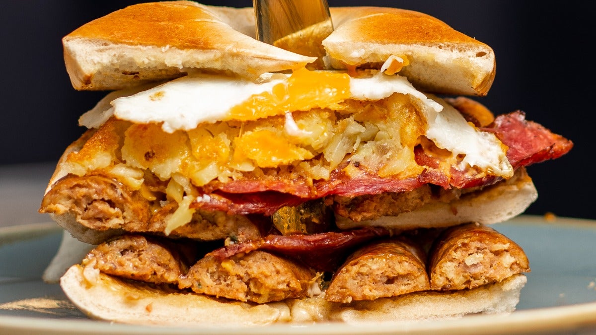 Sausage, Bacon, Hash Brown, Egg and Cheese