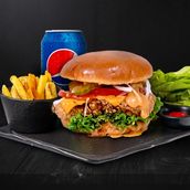 classic charcoal chicken burger meal