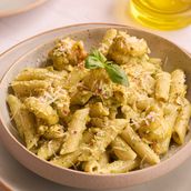 Prawn Penne Rigatoni pasta with pistachio cream sauce