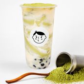 Matcha Bubble Tea With Tapioca Layered Cream Cheese Topping