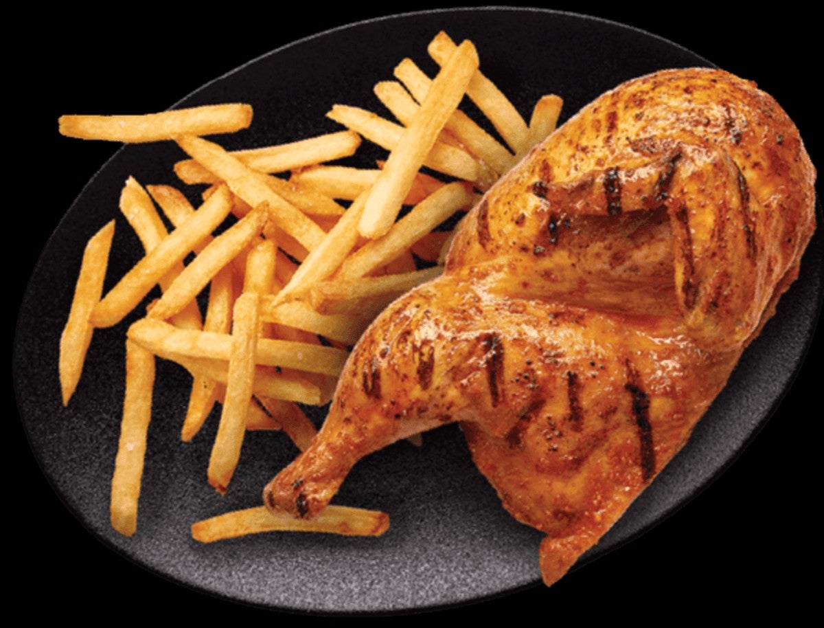 Half Grilled Peri Chicken On Chips